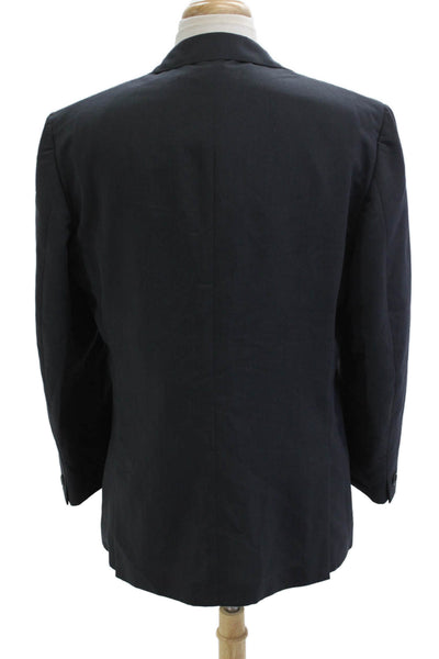 Gigli Mens Dark Blue Solid Collared Button Suit Jacket Size 42