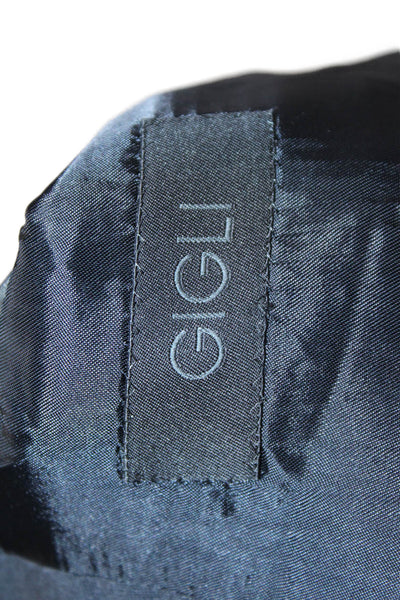 Gigli Mens Dark Blue Solid Collared Button Suit Jacket Size 42