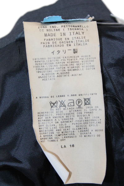 Gigli Mens Dark Blue Solid Collared Button Suit Jacket Size 42