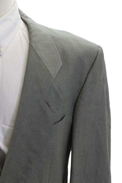 Mani Mens Gray Wool Suit Jacket Button Collared Long Sleeve 80s Size 42