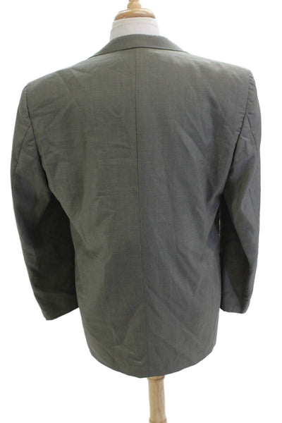 Mani Mens Gray Wool Suit Jacket Button Collared Long Sleeve 80s Size 42