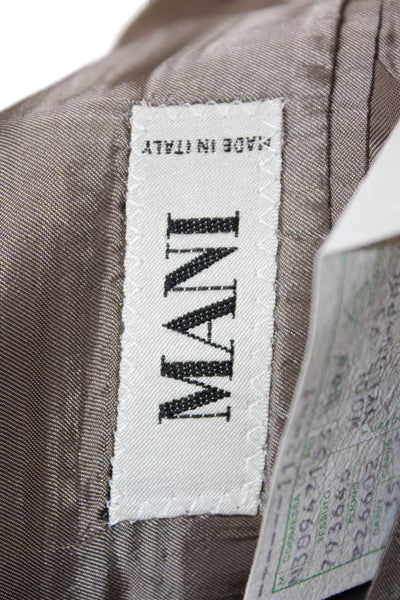 Mani Mens Gray Wool Suit Jacket Button Collared Long Sleeve 80s Size 42