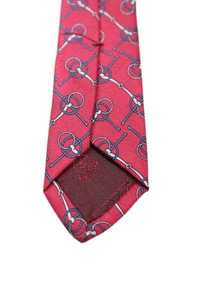 Gucci Mens Classic Width Horsebit Printed Silk Tie Red Blue White
