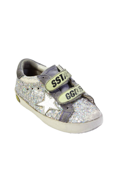 Golden Goose Deluxe Brand Childrens Girls Sequined Sneakers Silver Size 23