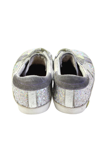 Golden Goose Deluxe Brand Childrens Girls Sequined Sneakers Silver Size 23