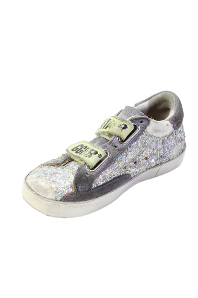 Golden Goose Deluxe Brand Childrens Girls Sequined Sneakers Silver Size 23