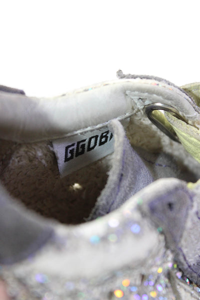 Golden Goose Deluxe Brand Childrens Girls Sequined Sneakers Silver Size 23