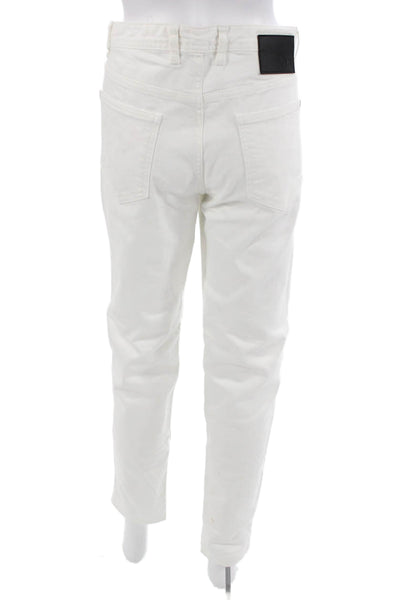 Zara Mens Cropped Ankle Jeans White Mid Rise 27in Cotton Blend 90s Size 31