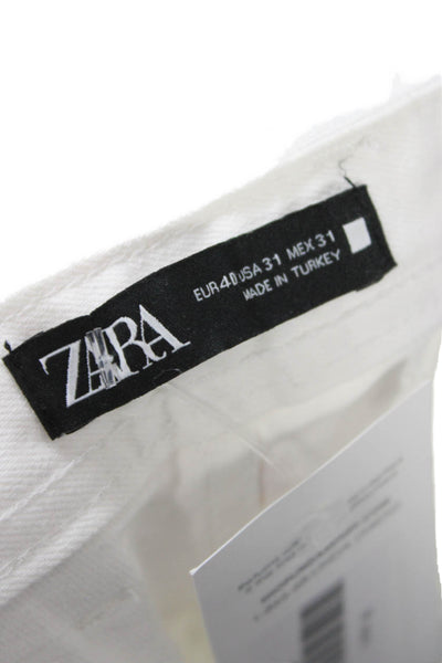 Zara Mens Cropped Ankle Jeans White Mid Rise 27in Cotton Blend 90s Size 31