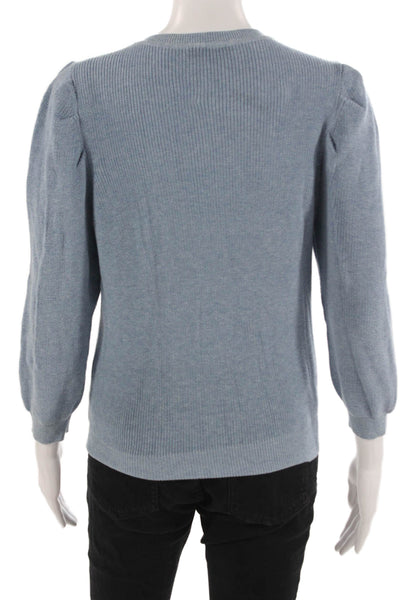 Cotton By Autumn Cashmere Unisex Pullover Blue Crewneck 3/4 Sleeve Size S