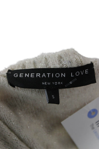 Generation Love Unisex Pullover Sweater Beige Crew Neck Long Sleeve Size S