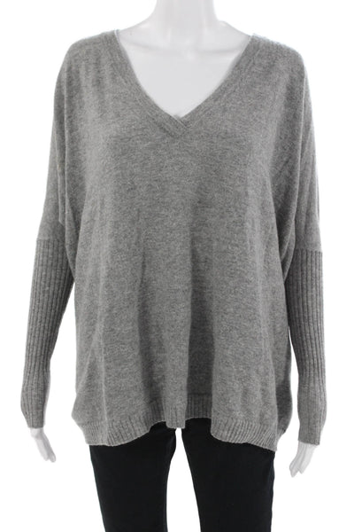 Autumn Cashmere Unisex Gray V-Neck Pullover Sweater 100% Cashmere Size XS