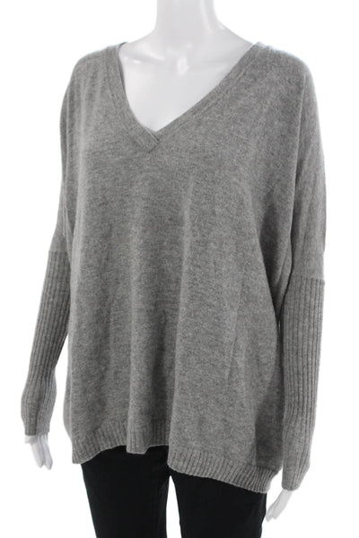 Autumn Cashmere Unisex Gray V-Neck Pullover Sweater 100% Cashmere Size XS