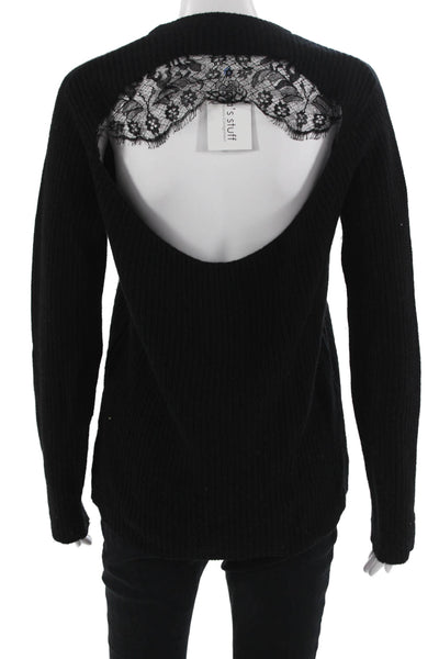 A.L.C. Unisex Pullover Black Merino Cashmere Crew Neck Long Sleeve Size S