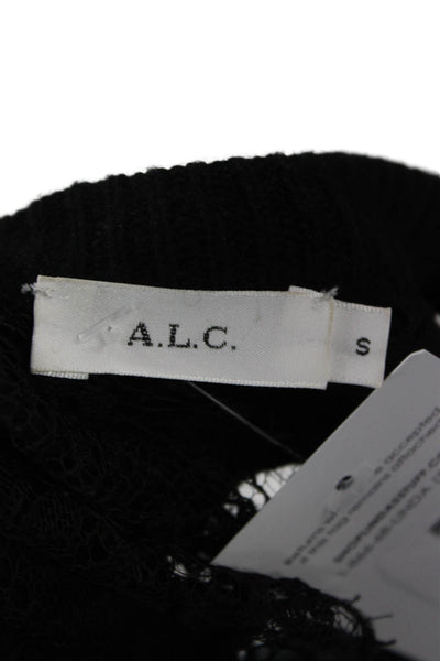 A.L.C. Unisex Pullover Black Merino Cashmere Crew Neck Long Sleeve Size S