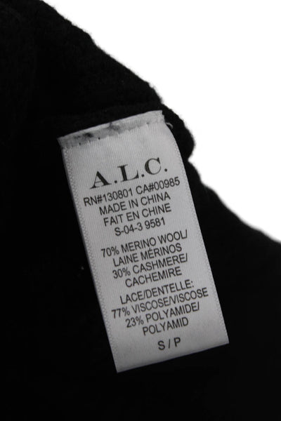 A.L.C. Unisex Pullover Black Merino Cashmere Crew Neck Long Sleeve Size S