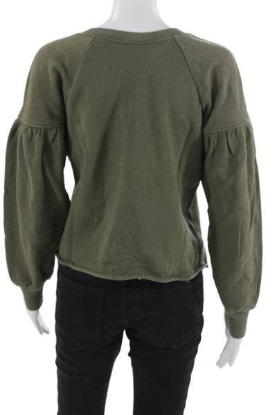 A.L.C. Womens Pullover Sweatshirt Army Green Cotton Crew Neck Size S