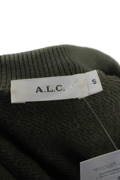 A.L.C. Womens Pullover Sweatshirt Army Green Cotton Crew Neck Size S