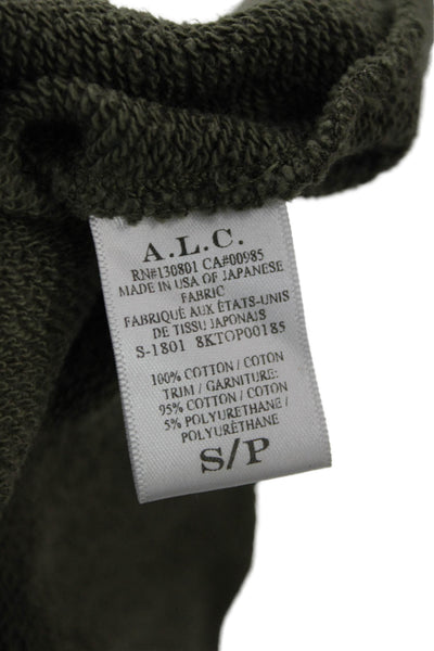A.L.C. Womens Pullover Sweatshirt Army Green Cotton Crew Neck Size S