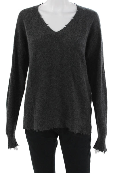 Minnie Rose Unisex Pullover Sweater 100% Cashmere Dark Gray V-Neck Size M