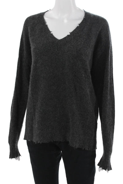 Minnie Rose Unisex Pullover Sweater 100% Cashmere Dark Gray V-Neck Size M