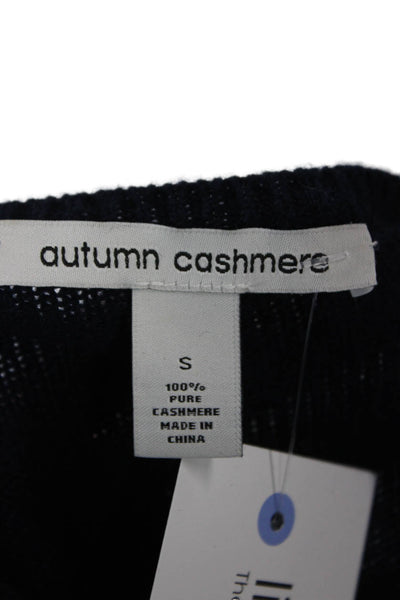 Autumn Cashmere Unisex Dark Blue Crew Neck Cashmere Pullover Sweater Size S