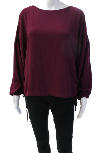 Zara Women Blouse Purple Long Sleeve Round Neck Button Polyester Blend Size L