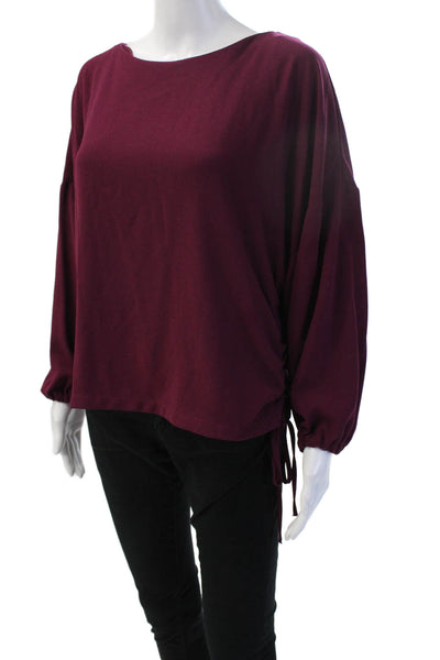 Zara Women Blouse Purple Long Sleeve Round Neck Button Polyester Blend Size L