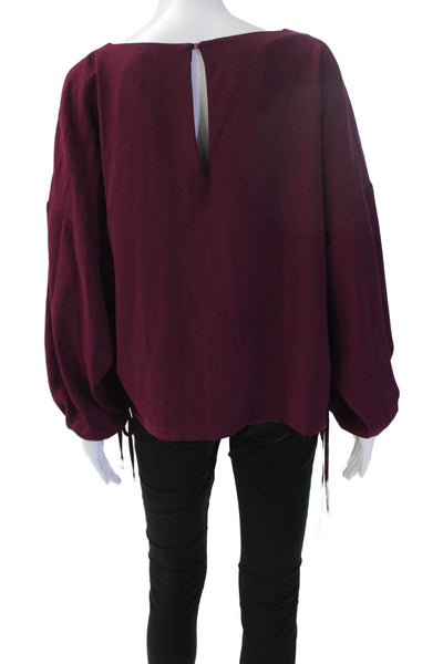 Zara Women Blouse Purple Long Sleeve Round Neck Button Polyester Blend Size L