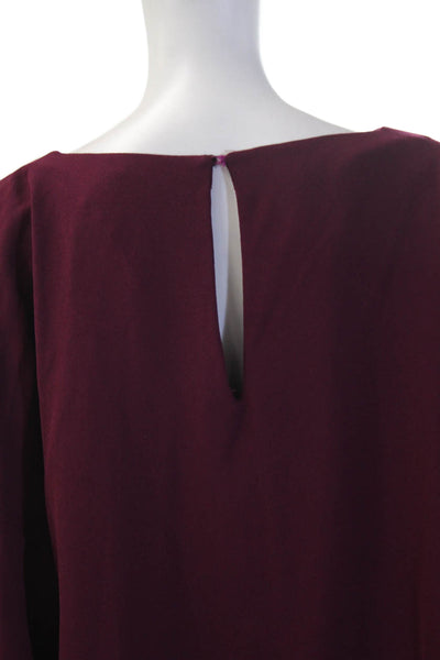 Zara Women Blouse Purple Long Sleeve Round Neck Button Polyester Blend Size L