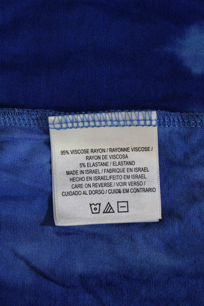 Tahari Women Blue Basic V-Neck Short Sleeve T-Shirt Size S