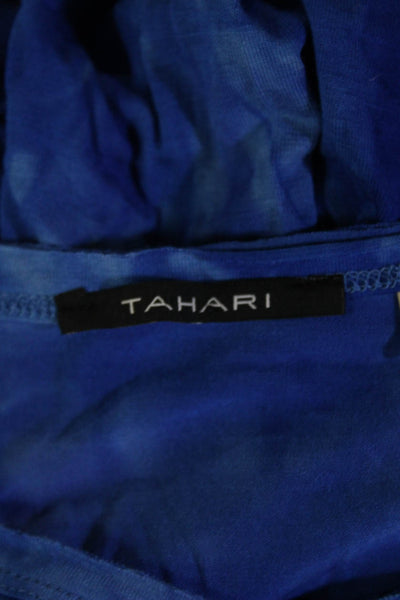 Tahari Women Blue Basic V-Neck Short Sleeve T-Shirt Size S