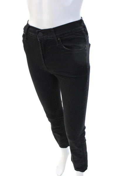 Mother Womens Skinny Cropped Black Jeans Size 24