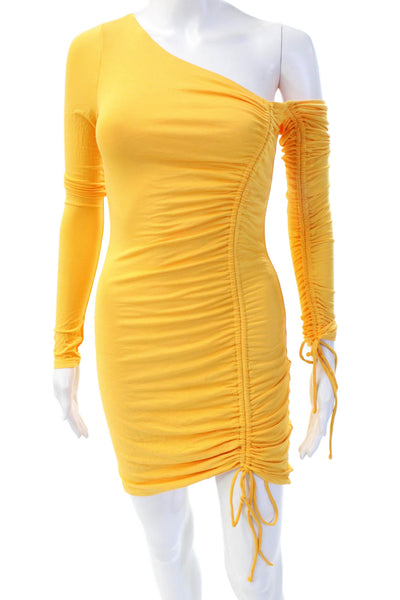 Camila Coelho Women Bodycon Mini Dress Yellow Long Sleeve Size XS