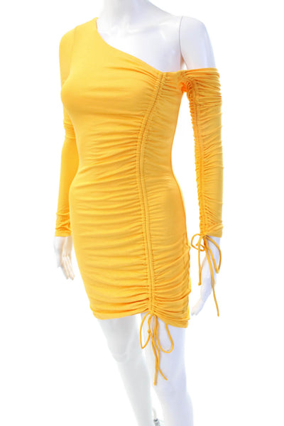 Camila Coelho Women Bodycon Mini Dress Yellow Long Sleeve Size XS