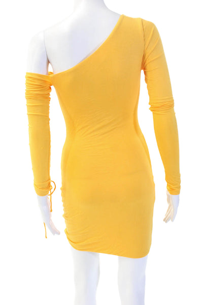 Camila Coelho Women Bodycon Mini Dress Yellow Long Sleeve Size XS