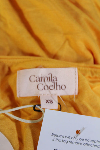 Camila Coelho Women Bodycon Mini Dress Yellow Long Sleeve Size XS