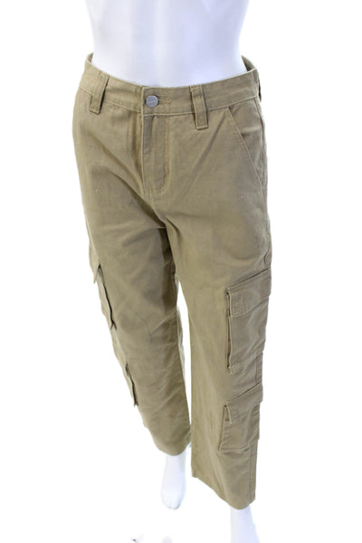 Superdown Unisex Cargo Khakis Pants Beige Button 100% Cotton Size XS