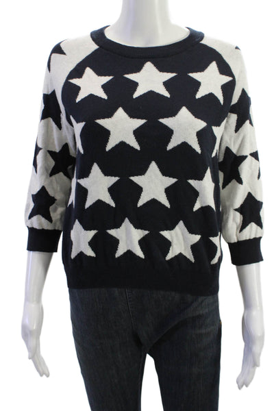 Minnie Rose Unisex Black Pullover Sweater Crew Neck 3/4 Sleeve Stars Size S