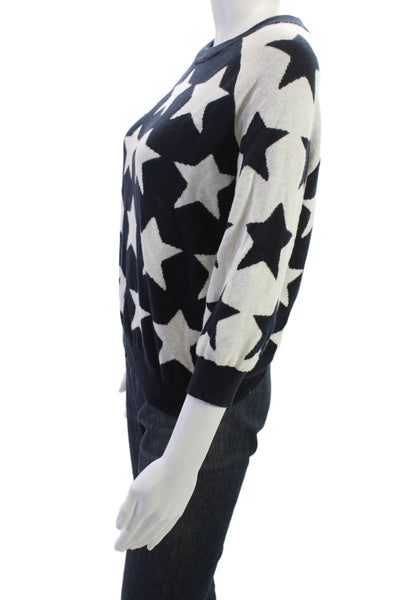 Minnie Rose Unisex Black Pullover Sweater Crew Neck 3/4 Sleeve Stars Size S