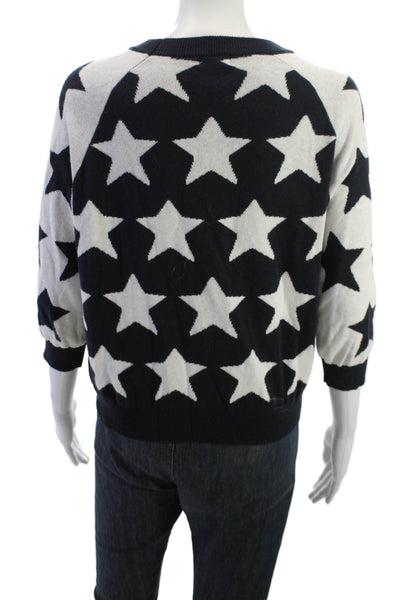 Minnie Rose Unisex Black Pullover Sweater Crew Neck 3/4 Sleeve Stars Size S