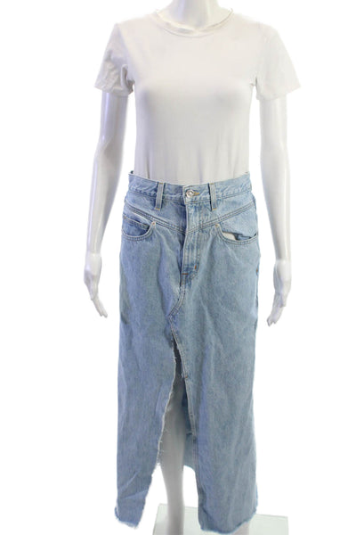 Slvrlake Womens Maxi Skirt Light Blue 100% Cotton Midi Size 24