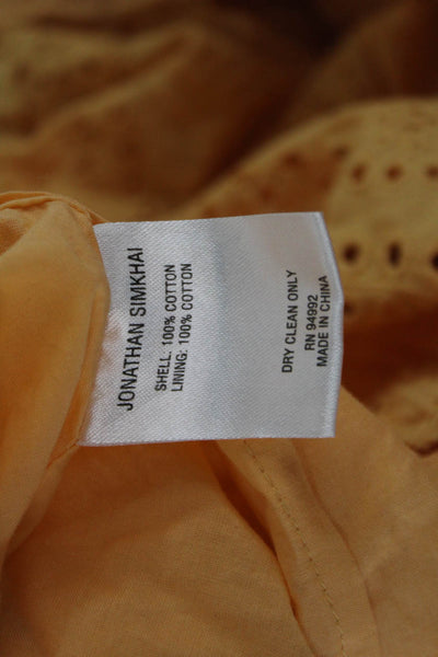 Jonathan Simkhai Women Maxi Sundress Yellow Square Neck Cotton Size 2