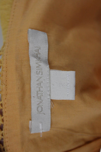 Jonathan Simkhai Women Maxi Sundress Yellow Square Neck Cotton Size 2