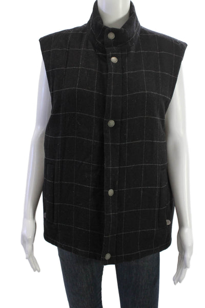 Brooks Brothers Mens Quilted Wool Check High Neck Sleeveless Vest Size M