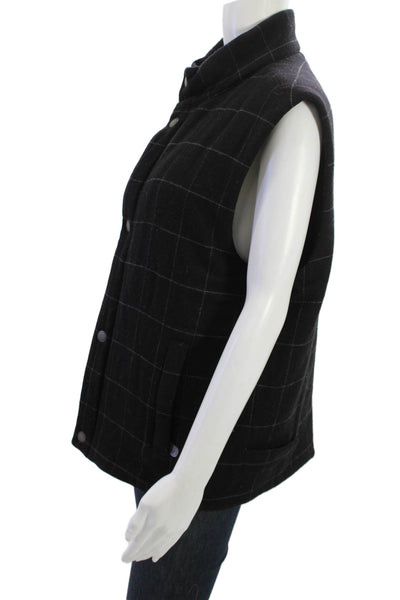 Brooks Brothers Mens Quilted Wool Check High Neck Sleeveless Vest Size M