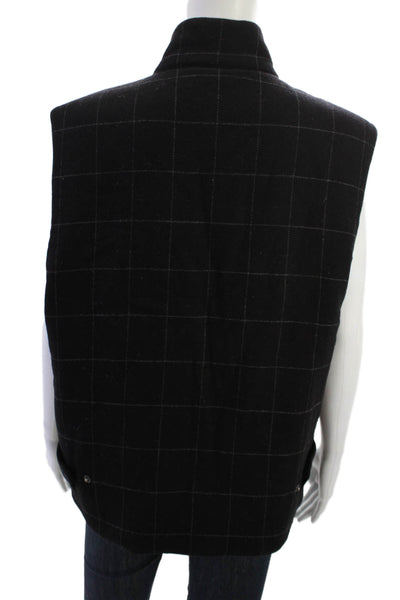 Brooks Brothers Mens Quilted Wool Check High Neck Sleeveless Vest Size M
