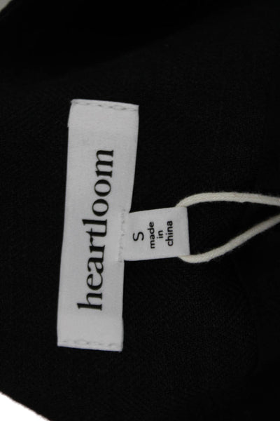 Heartloom Women Black Linen Sleeveless Vest Round Neck Button Size S