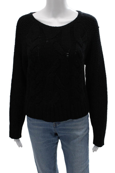 The Fisher Project Unisex Pullover Sweater Black Merino Wool Nylon Size M