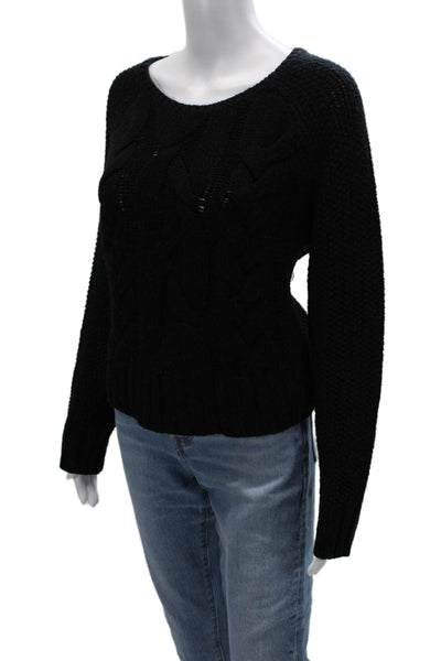 The Fisher Project Unisex Pullover Sweater Black Merino Wool Nylon Size M